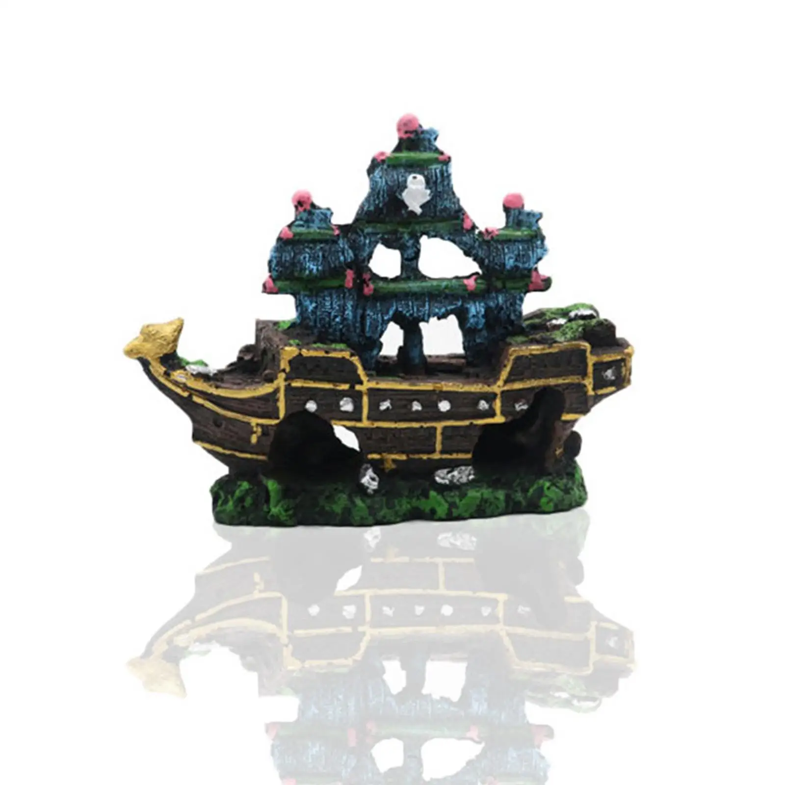 Decoração de naufrágios para aquário, estátua de barco, acessórios criativos, esconderijo, fornecimento para animais de estimação