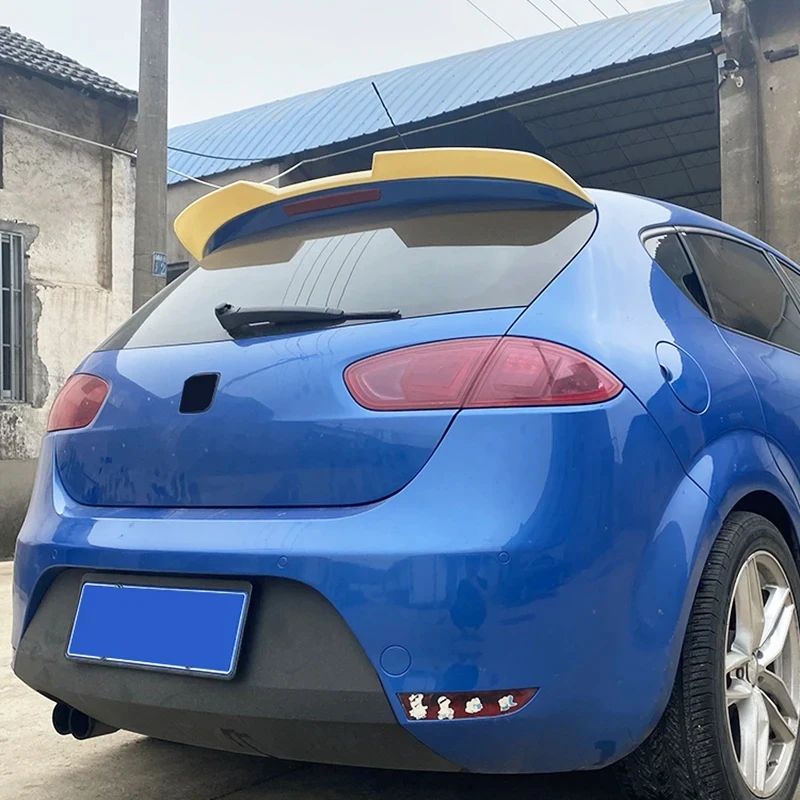 2009-2012 For Seat Leon MK2 Rear Roof Spoiler By High Quality ABS Car Rear Trunk Wing Glossy Black Carbon Fiber Look Body Kit