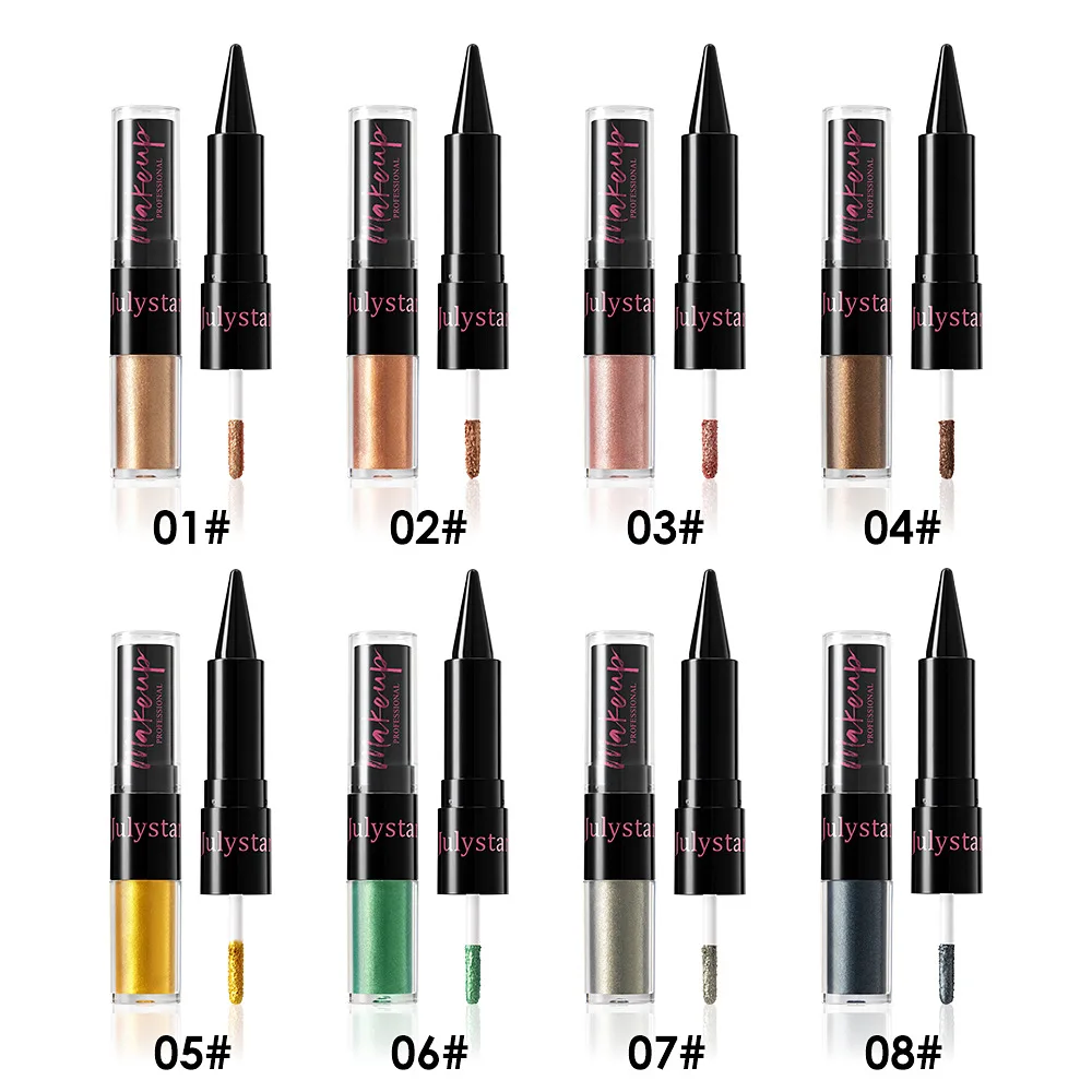Julystar Set di eyeliner per ombretti a 8 colori Matte Pearl Glitter Lustre Design a doppia faccia Cosmetici professionali di moda 3g e 4.2ml