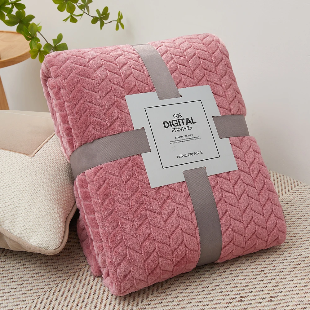 Solid Color Flannel Blanket Bedspread for Air-Condition Room with Machine Washable Faux Fur Sofa Cover Soft Plaid Blankets