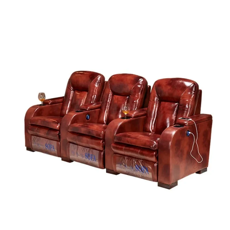 Home Theater Sofa Multi Function Cabin Leather Electric Recliner Combination Multi Seat Custom Chair