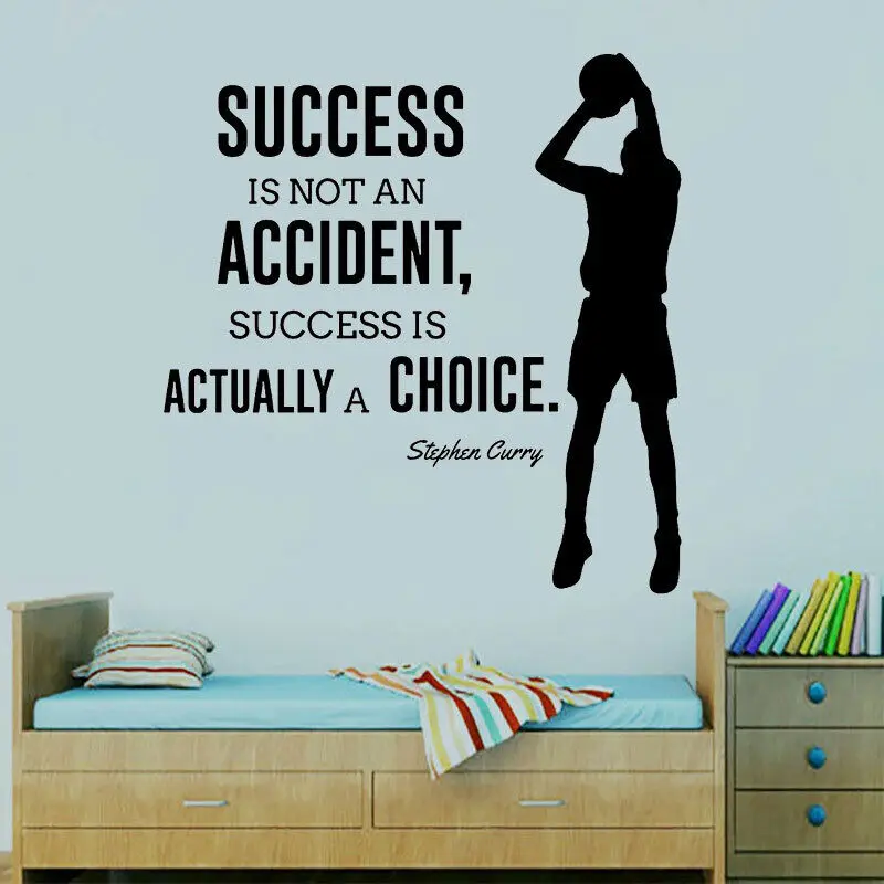 Famous Star Decal Basketball Wall Decal Success Is Not Accidental Motivational Phrase Decal Home Boy Room Decoration Sticker L17