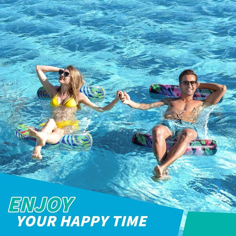 Pool Floats Adult 2 Pack Water Hammock Iatable Rafts 4in1MultiPurpose NonStick PVC Pool Float Lounger Water Hammock