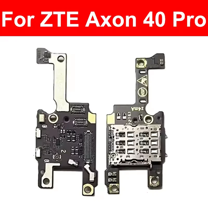 

For ZTE Axon 40 Pro 40pro SIM Card Tray Board Dock Board Sim Card Socket Charging Connector Flex Cable Parts