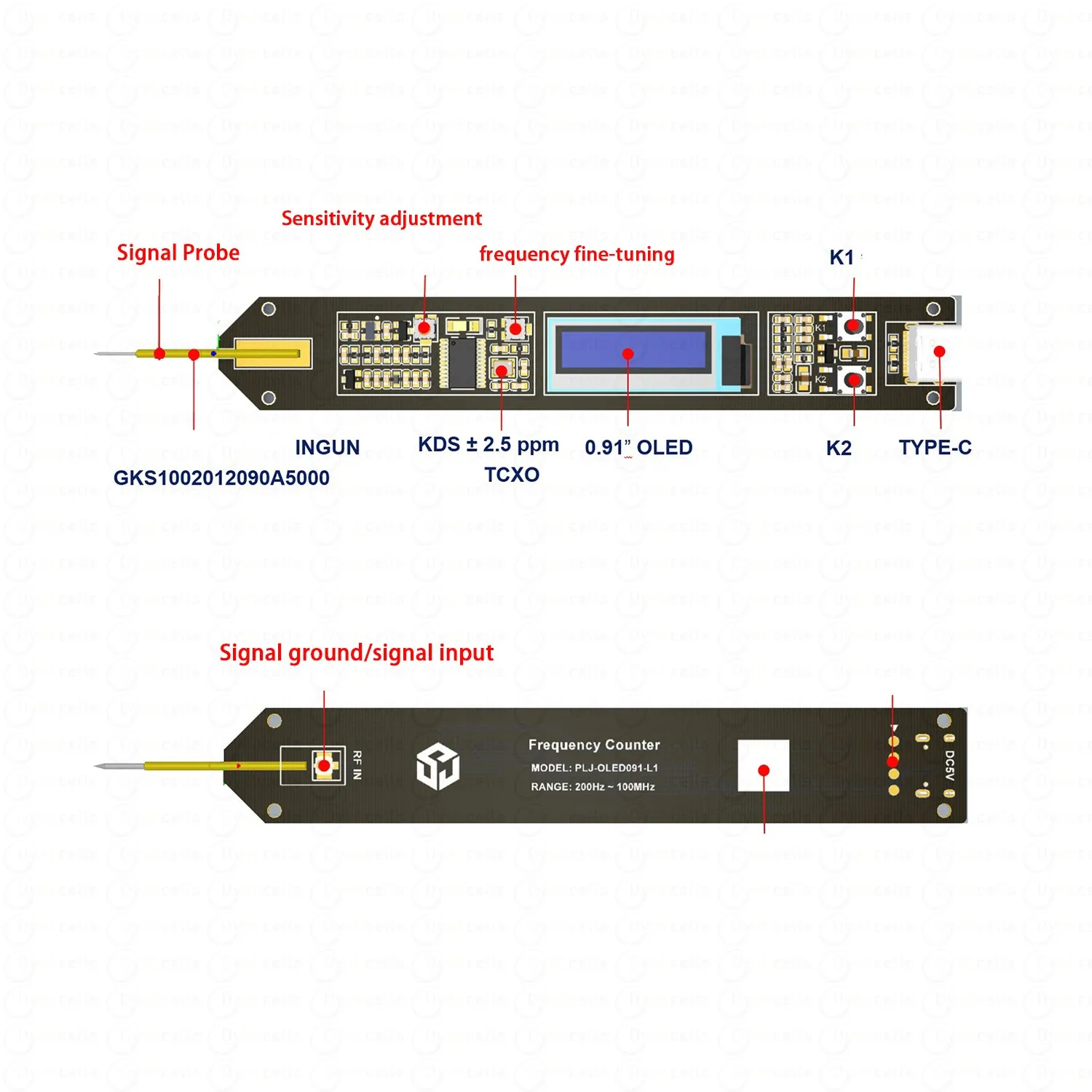 200Hz to 100MHz Pen-Style Frequency METER OLED Display High-Precision Frequency Counter FOR RF Measurement Ham radio transceiver