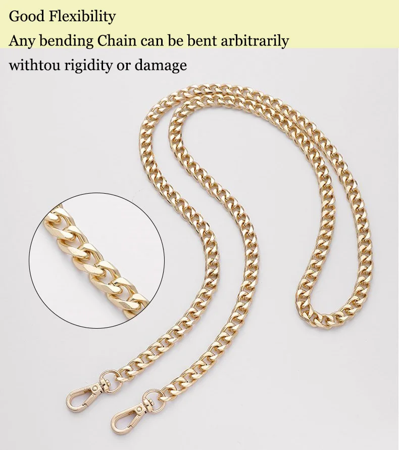 Golden Bag Chain Strap For Women\'s Bag Accessories Metal Extension Underarm Crossbody Shoulder Belt Replacement Bags Hardware