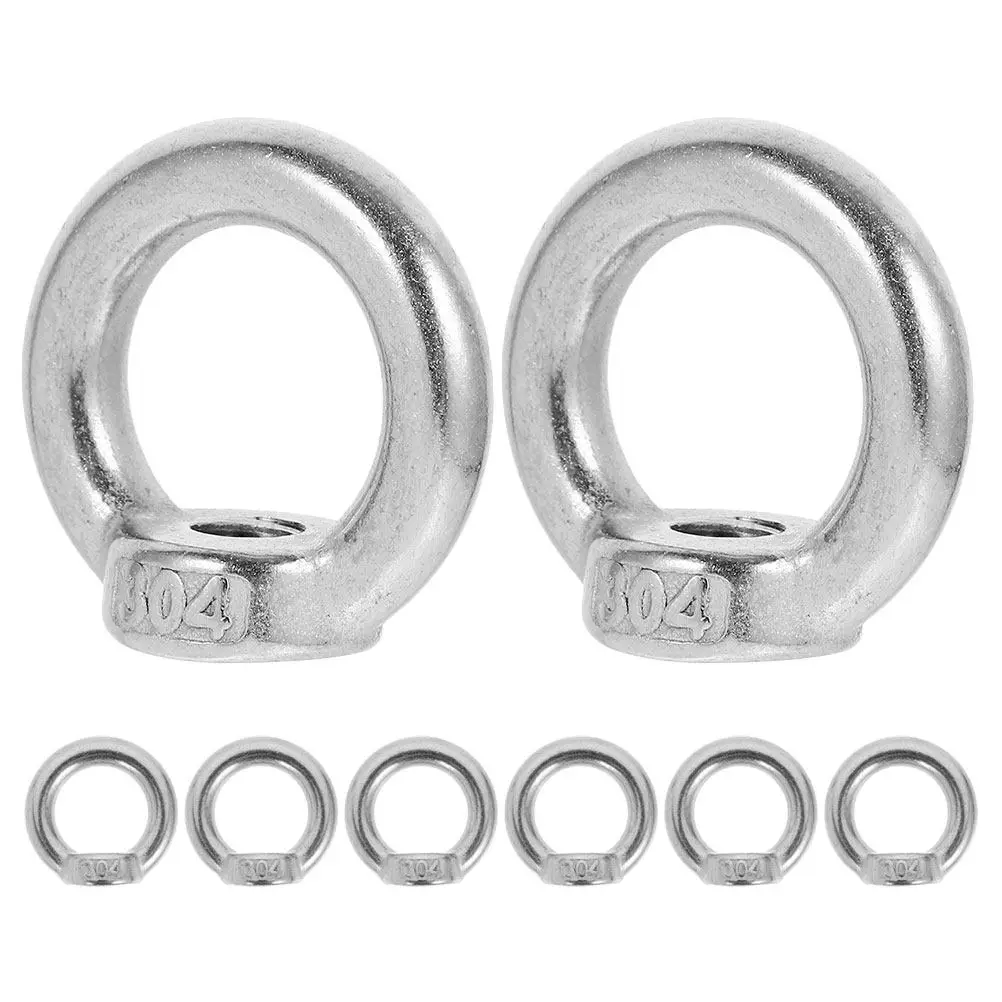 8Pcs Stainless Steel Eye Nuts M8 Ring Shaped Marine Lifting Hardware Heavy Duty Threaded Fasteners for Boats Rigging