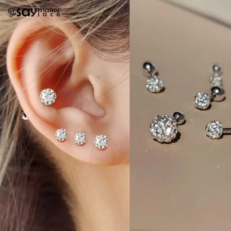 Brincos De Bola De Cristal Para Lobe, Orelha Tragus Cartilagem Piercings, Brinco De Bola, Conch Ear Stud, Piercings Cartilagem Hélice, 1Pc