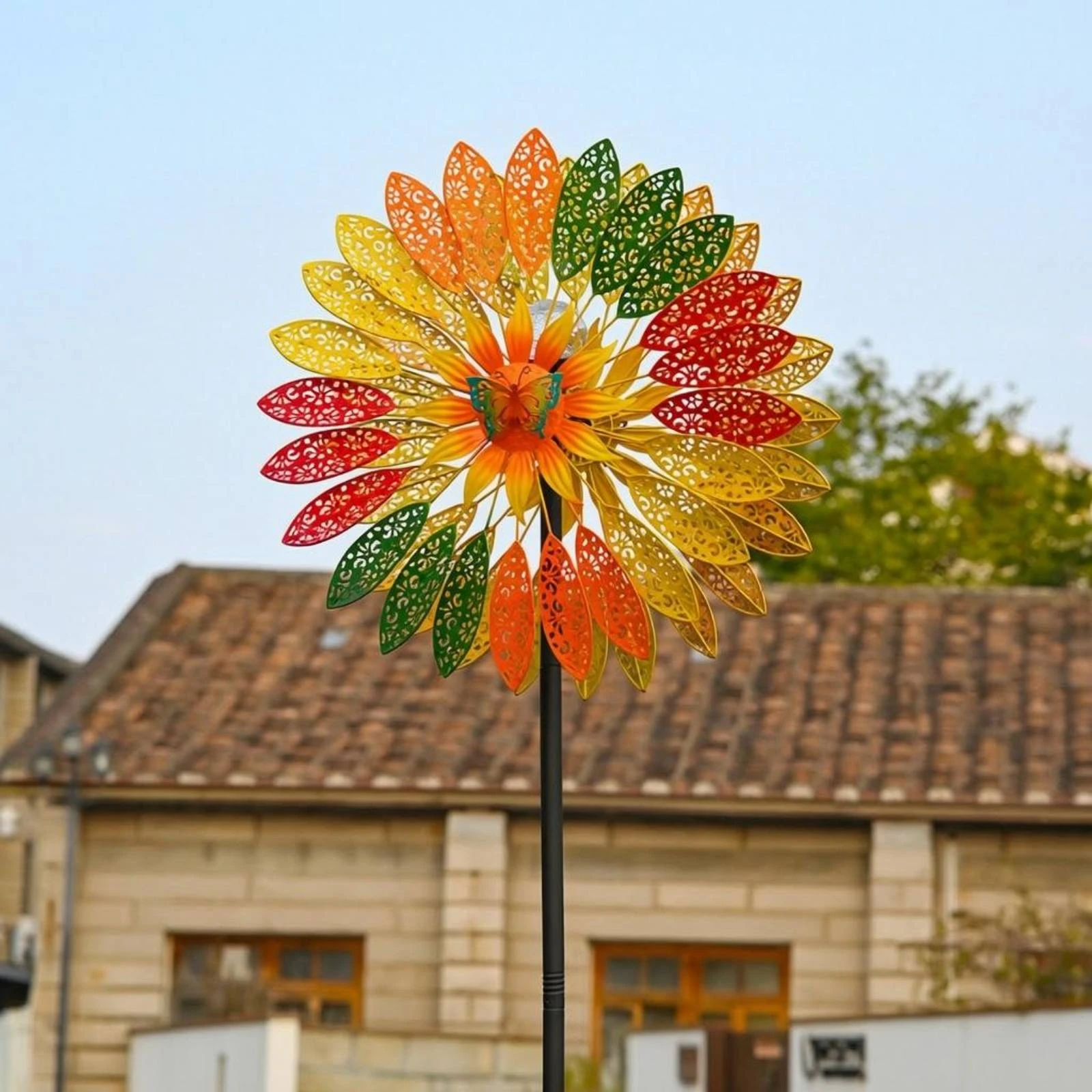 

Metal Flower Wind Rotator Weather-Resistant Flower Wind Rotator Multicolor Wind Rotator Easy to Install Garden Wind Rotator