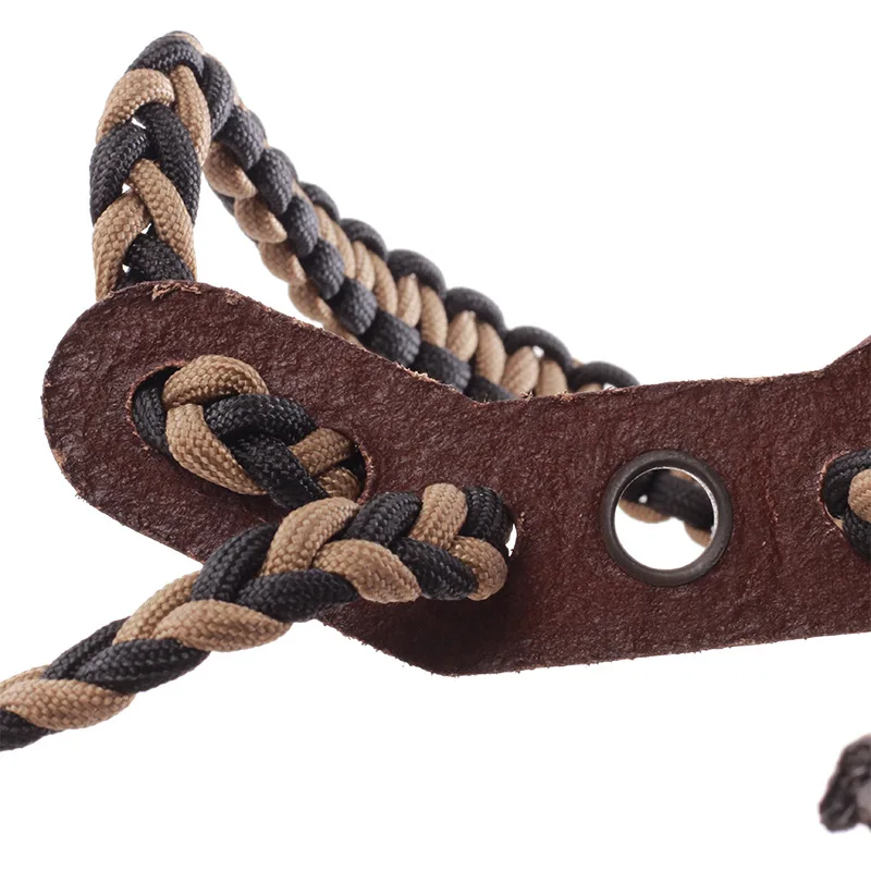 TP311 Ремешок для стрельбы из лука, нейлоновый шнур на запястье, плетеный складной ремень для лука, защитный ремень с кожаным креплением на руку для стрельбы из лука