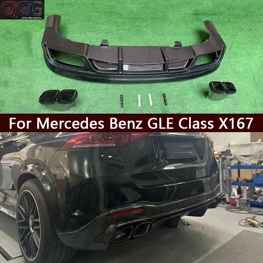 

For Mercedes Benz GLE Class X167 Carbon Fiber Back lip Car Rear Bumper Diffuser Rear Splitters Spoiler Car Accessories Body Kit