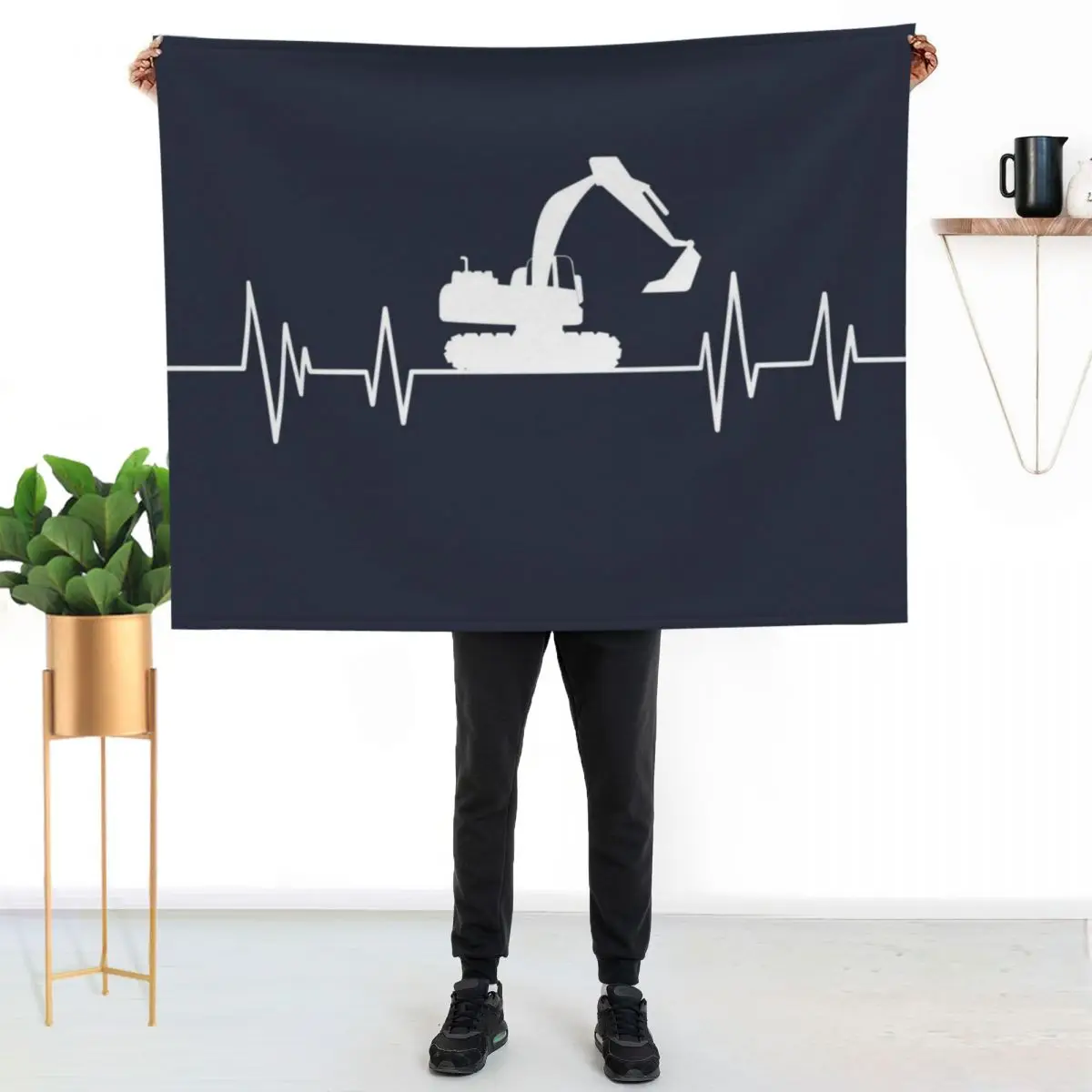 Excavatorheartbeat ,Backhoe lover Excavator digger Throw Blanket decorative Retros Plush Baby For Sofa Thin Soft Plaid Blankets