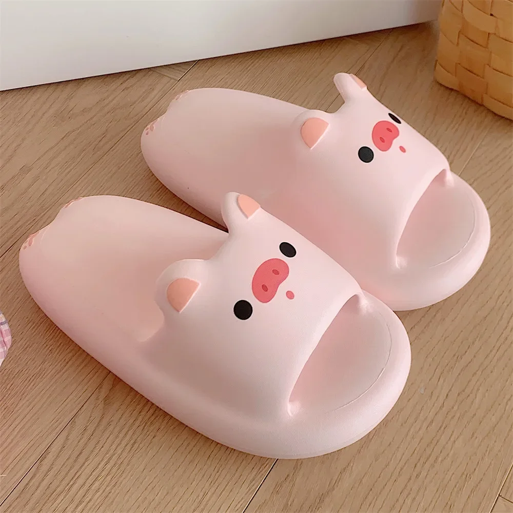 Cute Cartoon Pink Pigs Pattern Design Women Slipper 2023 New Fashion Men Summer Leisure Slides Sandals Couple Woman Shoes