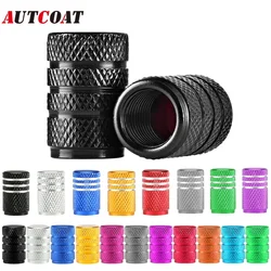 AUTCOAT 4Pcs/Set Tire Stem Valve Caps Aluminium Car Dustproof Caps Tire Wheel Stem Air Valve Caps