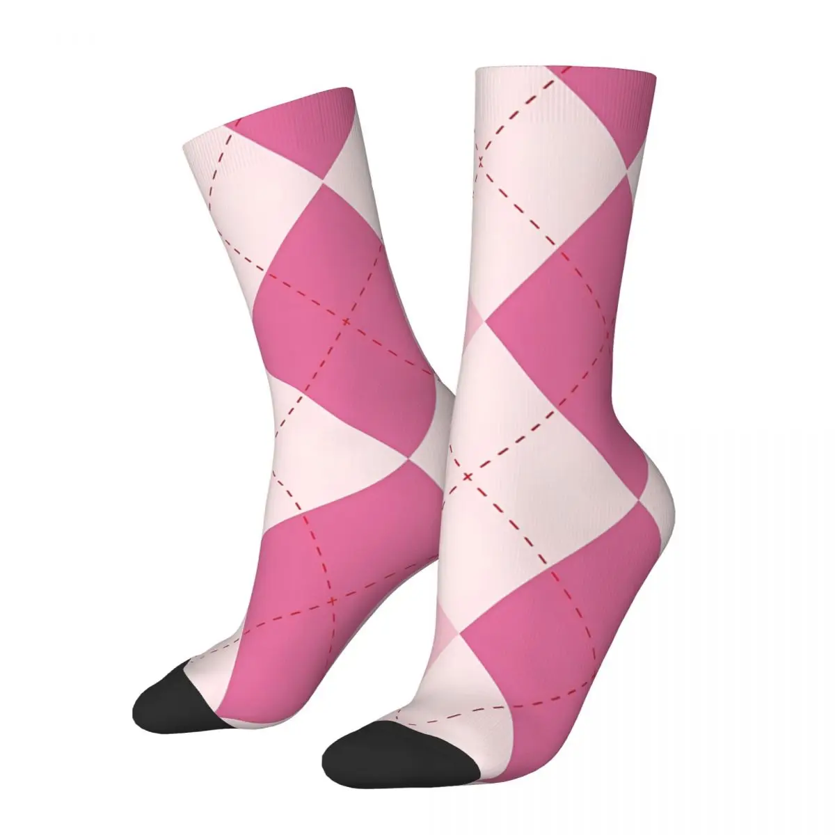 

Pink Argyle Drawstring Lattice Unisex Winter Socks Outdoor Happy Socks street style Crazy Sock