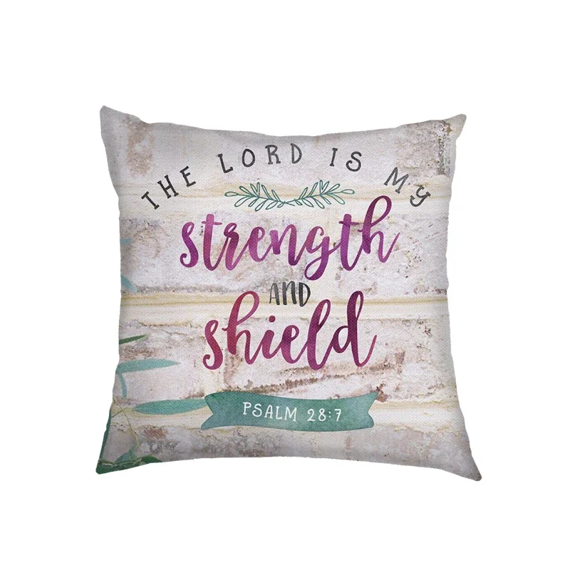 Flower Bible Verse Double-side Print Cushion Covers Christian Biblical Proverbs Pillowcase Home Decor Sofa Bedroom Pillow Cover