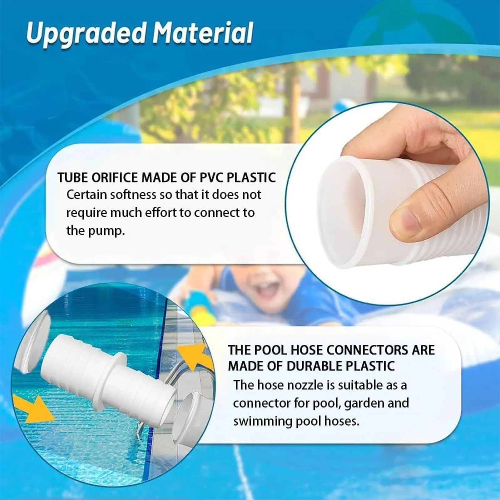 

Blue White Replacement Hose for Ground Pools 39 Inches Accessories with 4 Clamps Connector for Manual Vacuuming Waterfall