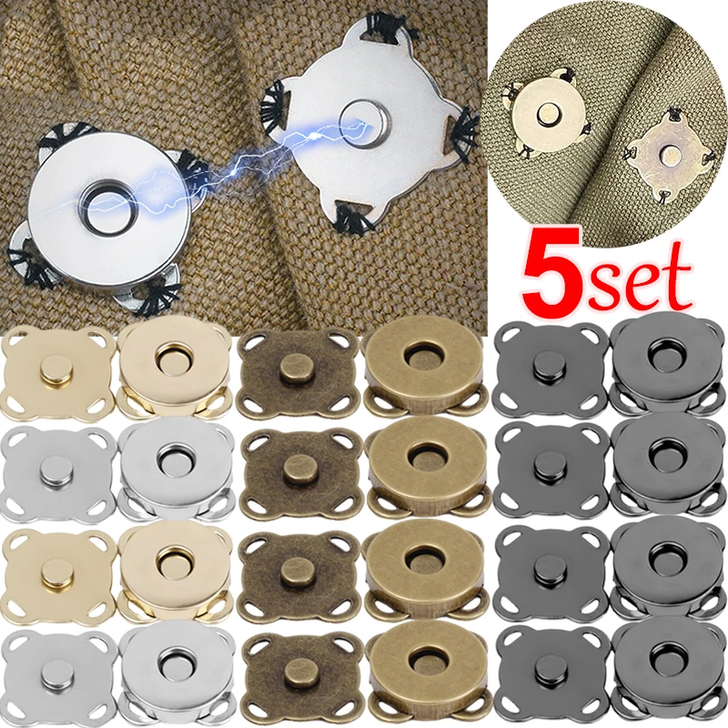 5set Magnetic Snaps Button 4 Colors Magnet Button Closure Fastener Snap Buttons Sewing for DIY Purses Bags Clothes Handbags