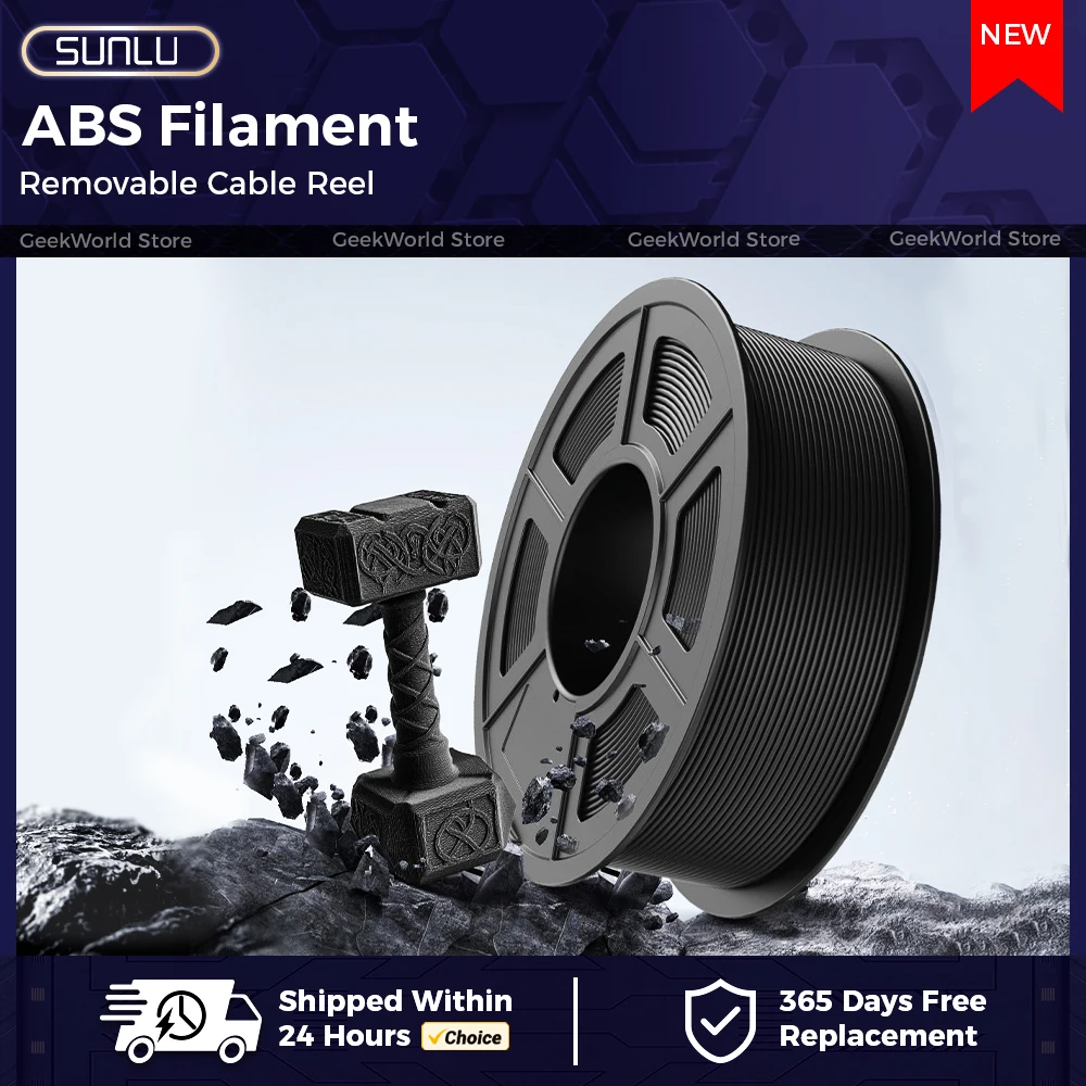 

Оригинальная нить для 3D-принтера SUNLU ABS, 0,9 кг/1 кг, съемная кабельная катушка, несколько цветов, прочная и долговечная для 3D-печати в подарок