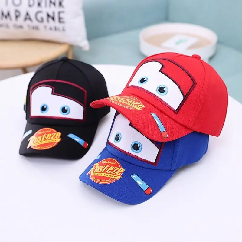 MINISO Lightning McQueen Hat Spring and Summer Children's Hat Cartoon Cars Peaked Cap Sun Protection Casual Baseball Cap Gift