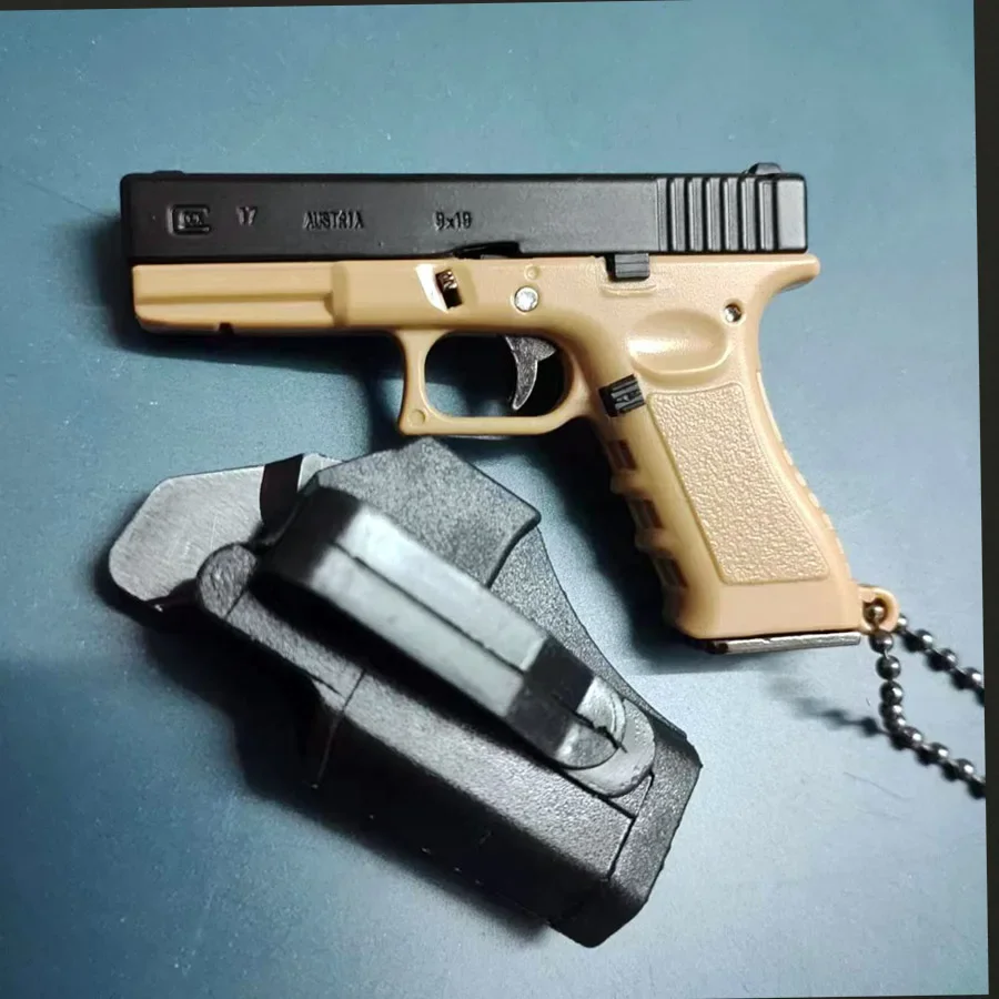 Mini Toy Gun 1:3 G17 Model With Holster Detachable DIY Semi-alloy Keychain Pendant Ornaments Children's Toy Pistol