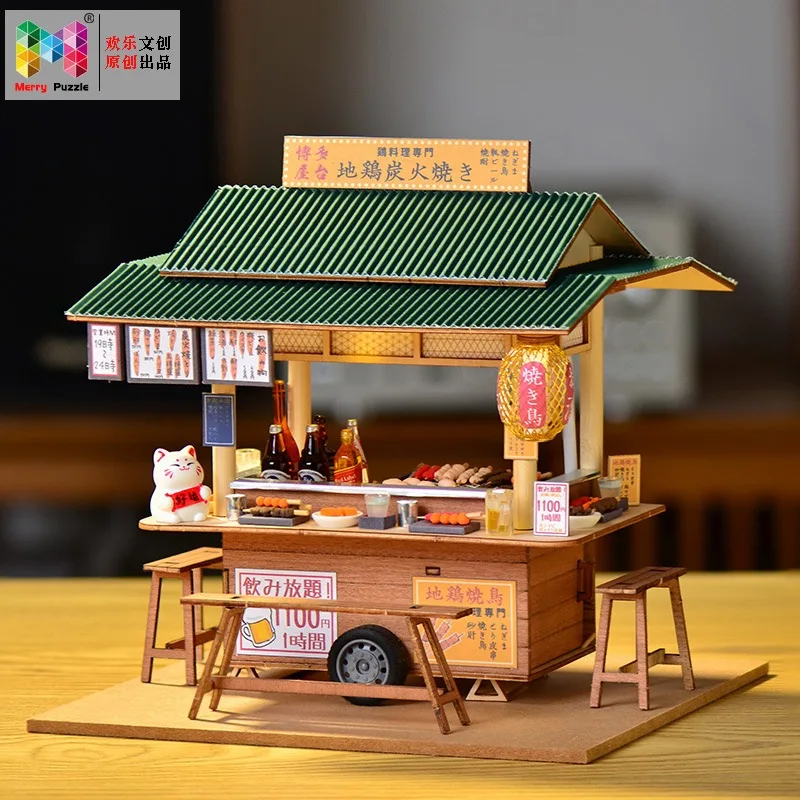 Casa de Muñecas de Madera DIY, Tienda de Sushi Japonesa, Kit de Construcción en Miniatura, Casa de Muñecas con Muebles y Juguetes para Niñas, Regalos