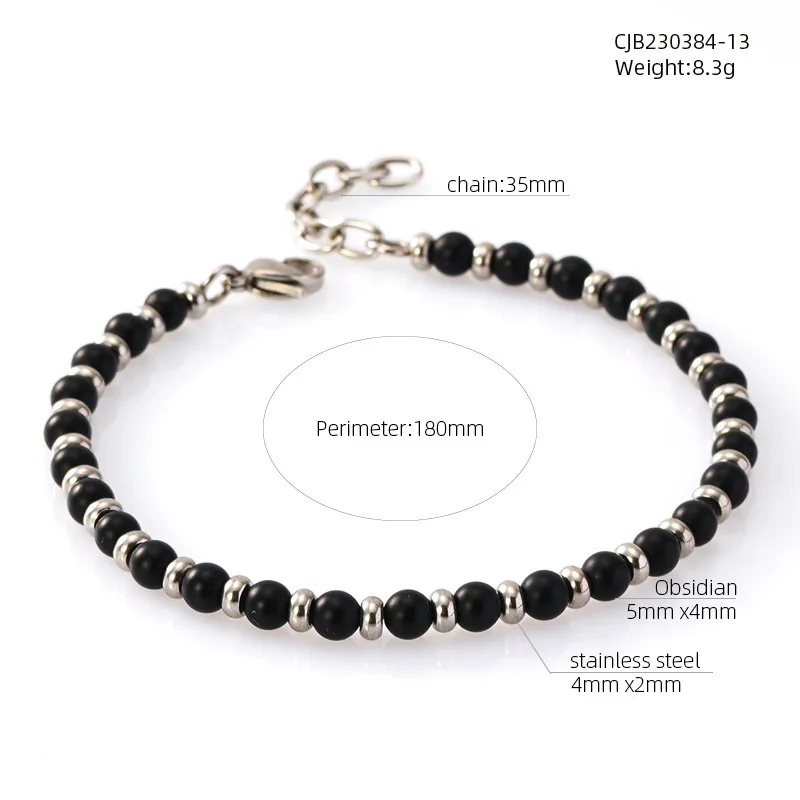 Handmade 4mm Natural Agate Tiger Eye Turquoise Stone Beaded Bracelet For Men Women Stainless Steel Round Beads Charm Bracelet
