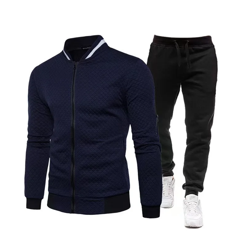 Aliexpress Men's Quilted Stand Collar Tracksuit  Baseball Zipper Jacket & Jogger Pants 2 Piece Set  Autumn Winter Casual Sports Outfit - Aliexpress Deal