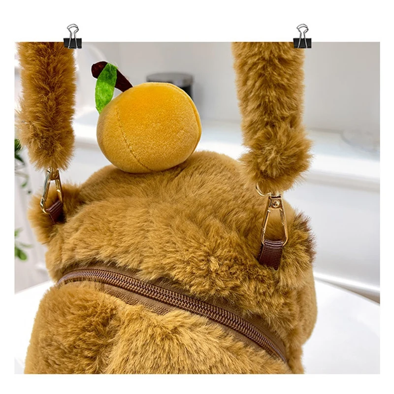 Capybara-Sac à dos en peluche pour enfants, sac en fourrure de beurre, mini sac à dos initié, mode Kawaii