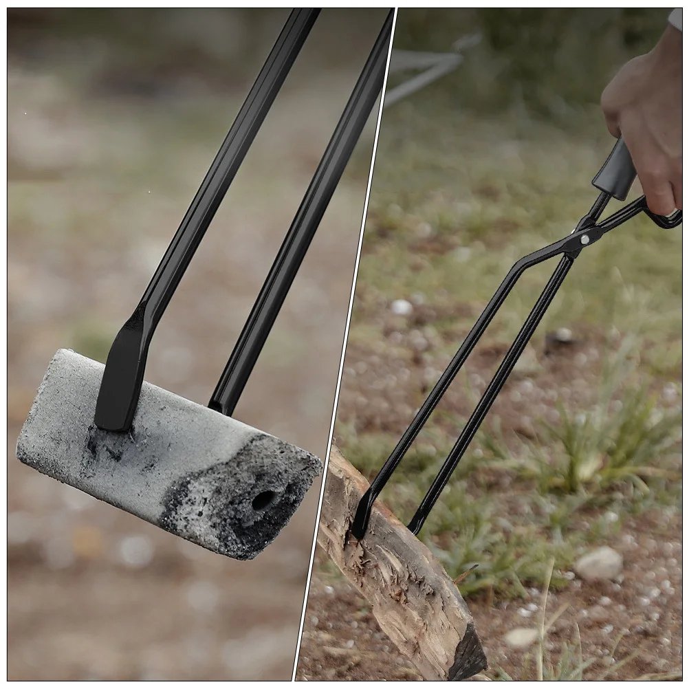 ملقط الفحم مقبض طويل كليب الشواء توريد أداة تخييم دائم سهلة قبضة الفحم تونغ سجل المنزلية ذو طيات #2