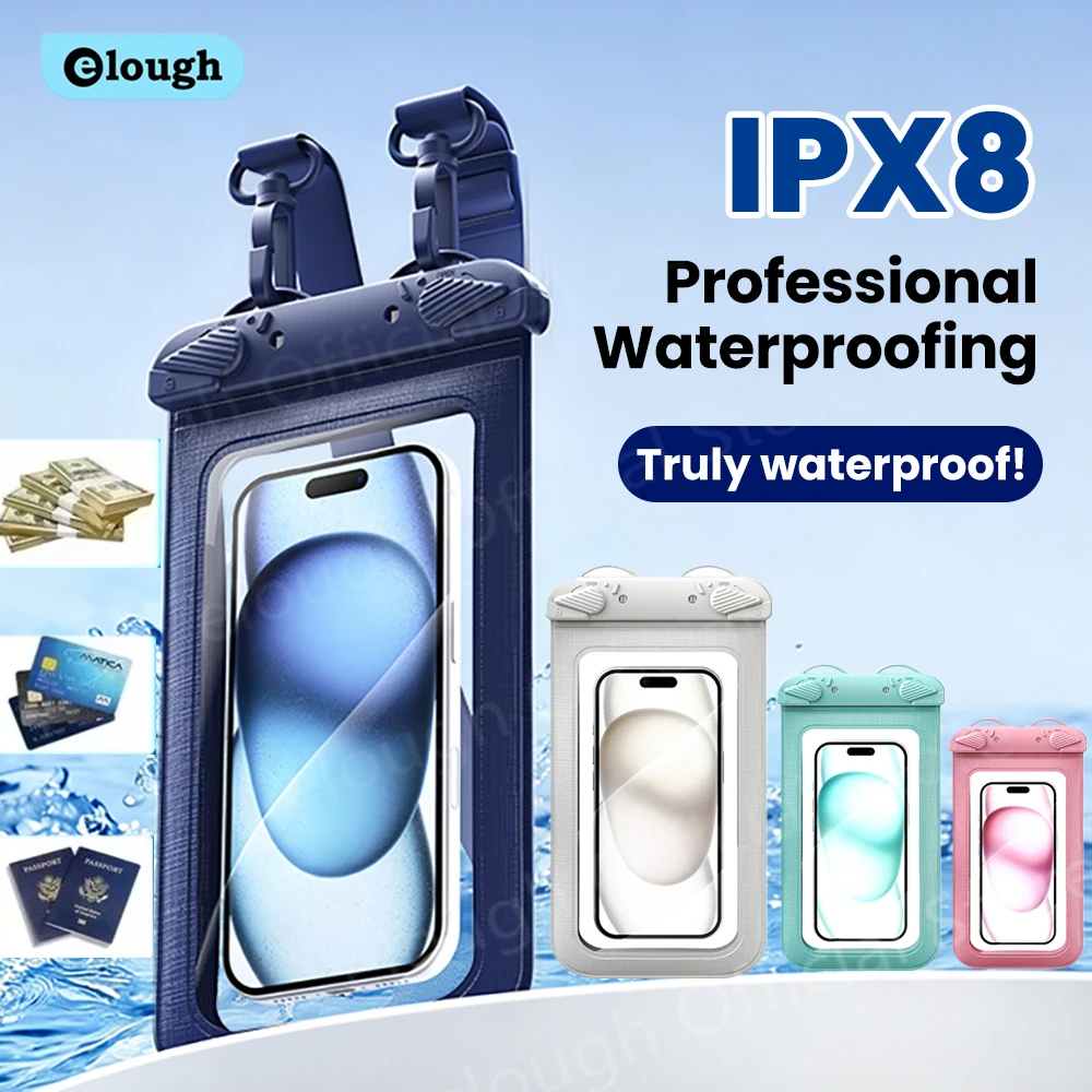 

7.5Inc PVC Transparent Waterproof Bag Case Phone Pouch Touchscreen Dry Bag With Seal Lock For Swimming Diving Hot Spring Rafting