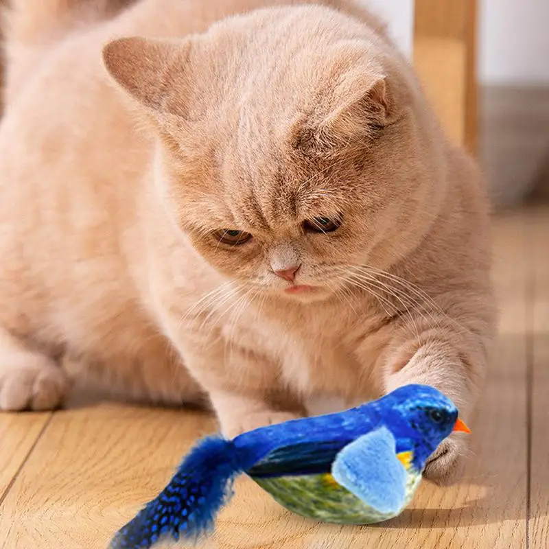 Bird Cat Toy Flapping and Chirping Rechargeable Cat Kicker Toy Vivid Bird Chirp Tweet Indoor Kitty Kitten Exercise Toys  for cat