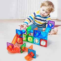 Magplayer Magnetic Tiles Color Window Magnets Building Blocks Balls Marble Run Educational STEM Toys for Children Toddlers Gifts