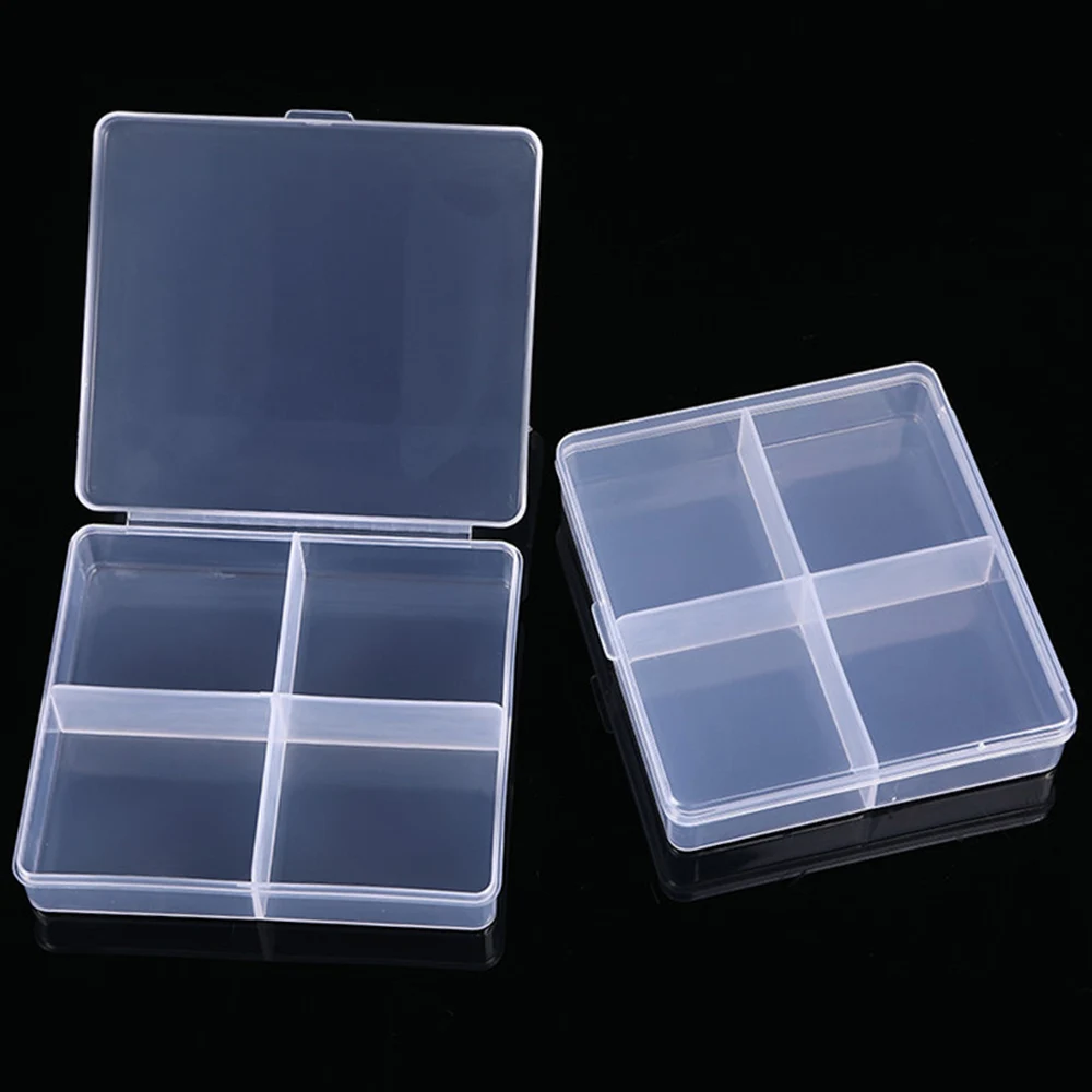 Transparent Plastic Storage Box 4 Grids Translucent Box Packing Box Storage Box Dustproof Strong Jewelry Case Container