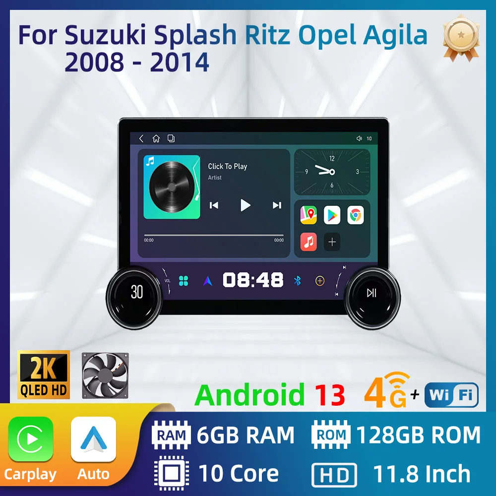 

2 Din Android Car Radio Stereo for Suzuki Splash Ritz Opel Agila 2008 - 2014 11.8 Inch Screen Navigation Multimedia Carplay 4G