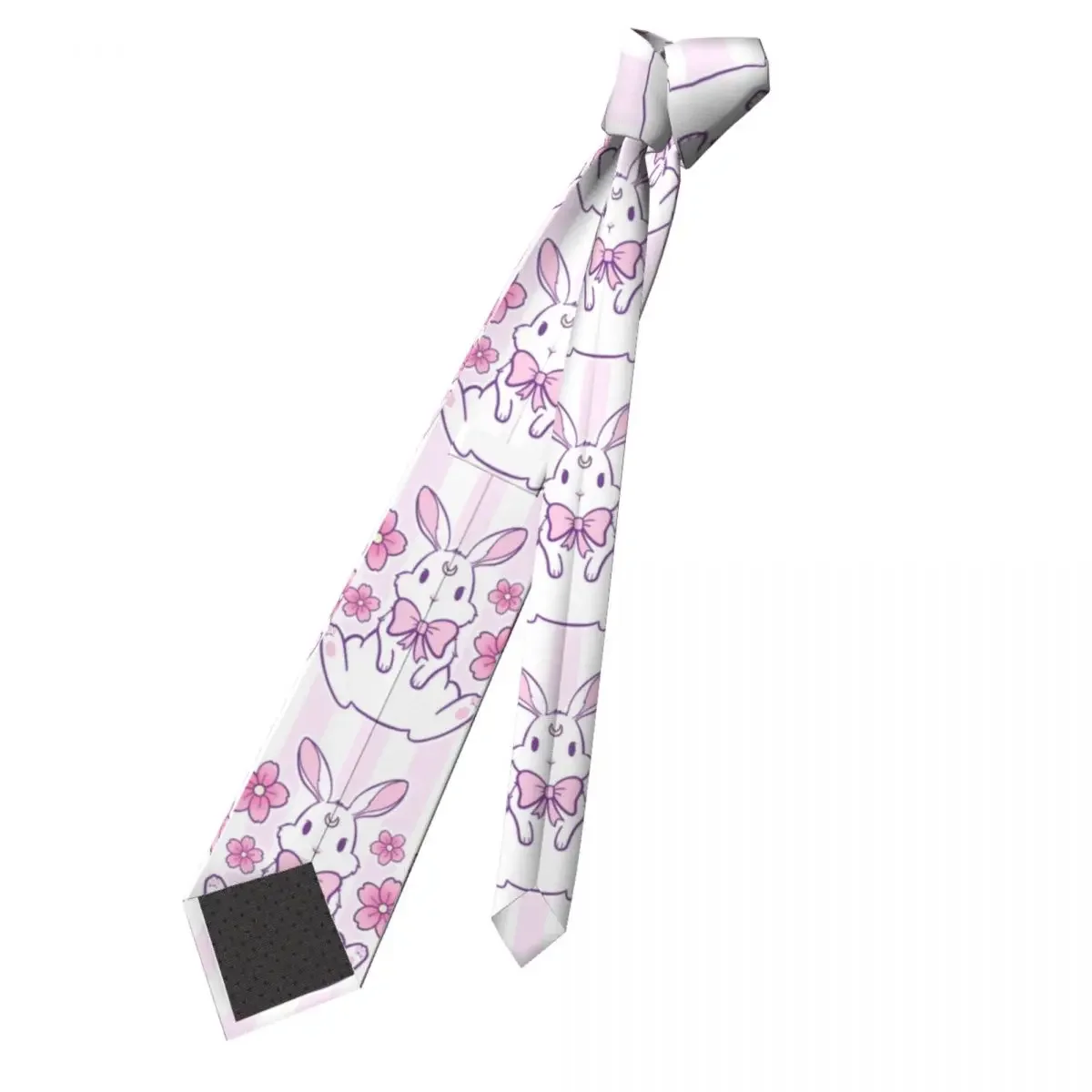 Sakura Bunny Necktie Men Women Silk Polyester 8 cm Classic Lovely Rabbit Cartoon Print Neck Tie for Men Daily Wear Cravat Party