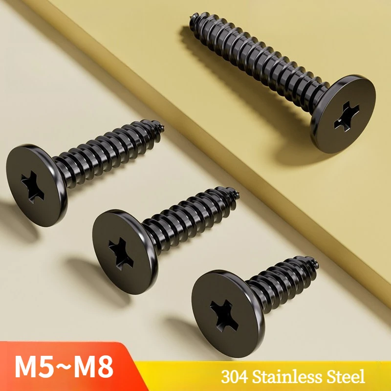 

Guangluo M5 M6 M8 CA Black Cross Recessed Phillips Flat Head Self-tapping Screw Thin Head Wood Screw SUS304 Stainless Steel Bolt