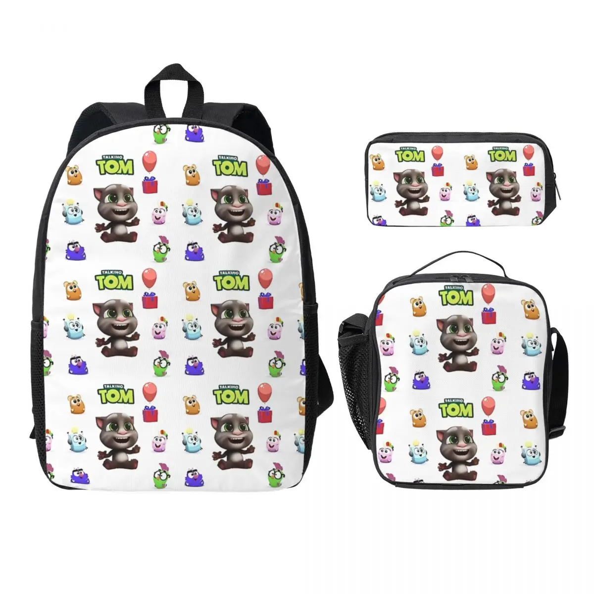 

Cute Talking Tom Baby And Friends 3PC-Set Primary and Secondary School Students Backpack Satchel Pen Bag Lunch Bag