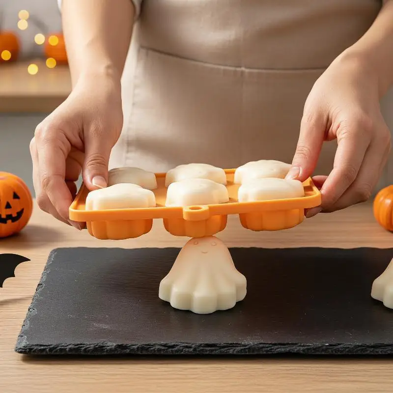 Halloween Ghost Silicone Mold Food Grade Easy Demoulding for DIY Chocolate Pudding Home Party Dessert Making