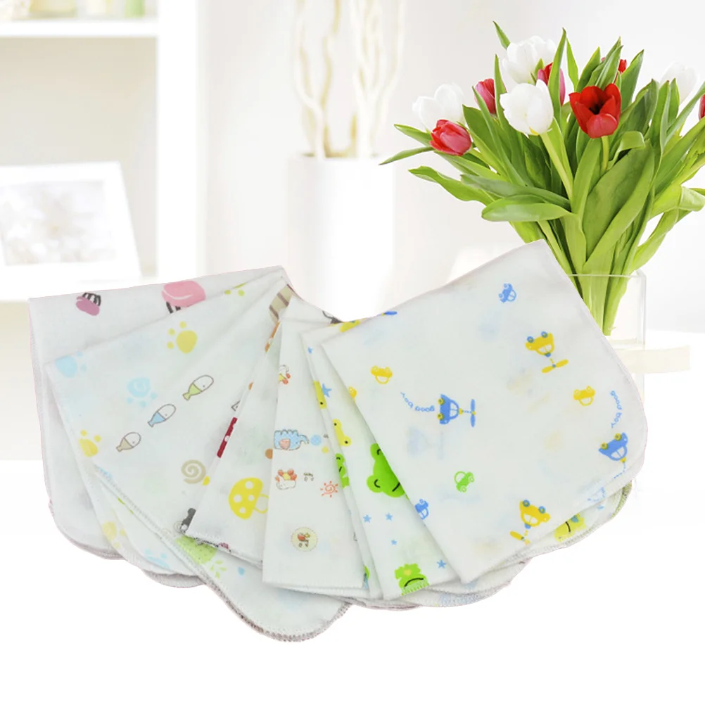 

Cotton Drool Bibs Absorbent Double-layer Drool Bibs One Sided Printed Gauze Towel for Infant 30x30cm(Random Color)