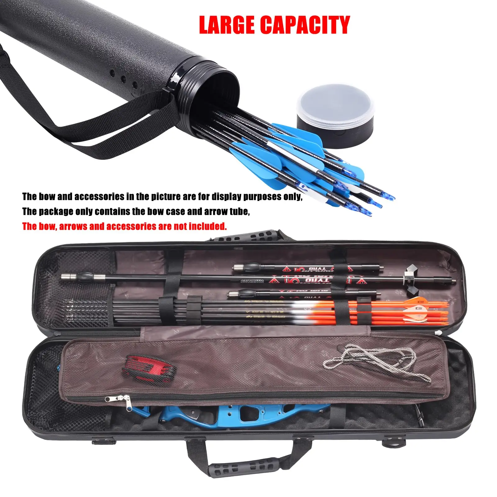 Archery Bow Hard Case Bag For Recurve Bow - Storing and Protecting Bow Arrow Accessories ABS Recurve Bow Case/Arrow Quiver Set