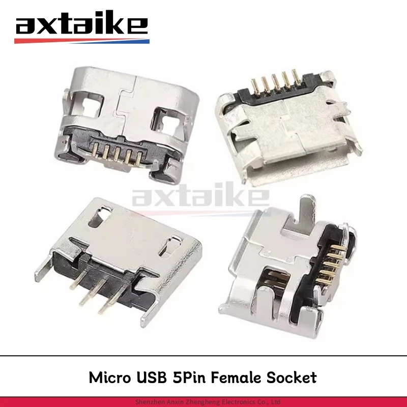 

20PCS Micro USB 5Pin Plain End Female Socket DIP Mobile Phone USB Charge Socket 90 180 Degree PCB Welding Parent Connector MK5P