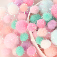 Glitter Pom Pom Balls Assorted Sparkle Glitter Pom Poms Balls for Arts Craft Soft and Fluffy Craft Pompoms for Crafts DIY