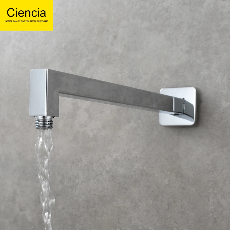 Ciencia 304 Stainless Steel Square Shower Arm G1/2 Bathroom Shower Arm Wall Mounted for Fixed Rain Shower Head