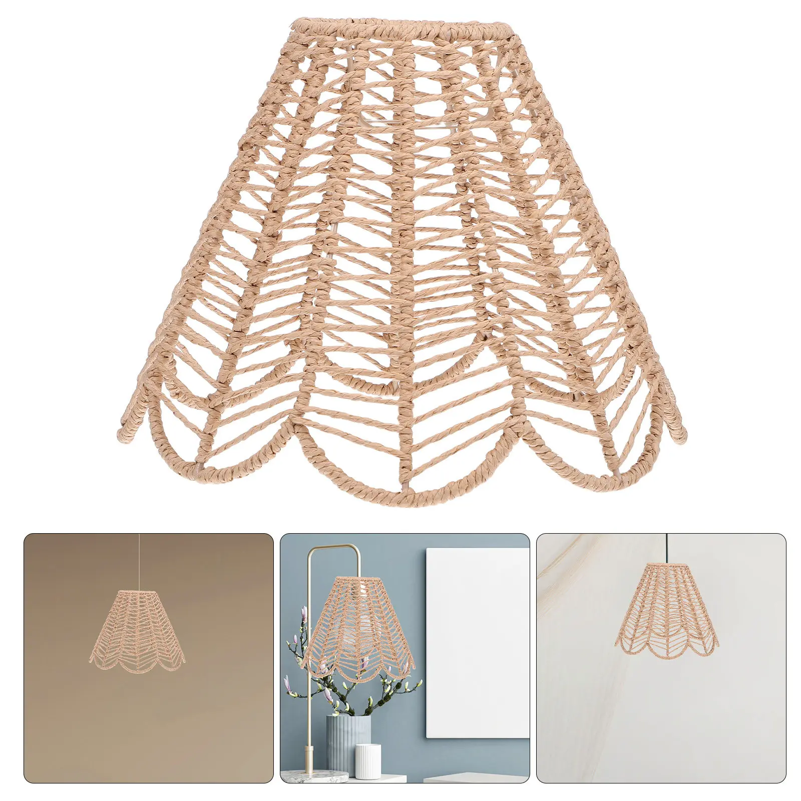 Vintage Ceiling Light Shade Decorative For For Restaurants Fall Decor Light Handmade Woven Rope Paper Pendant Lamp