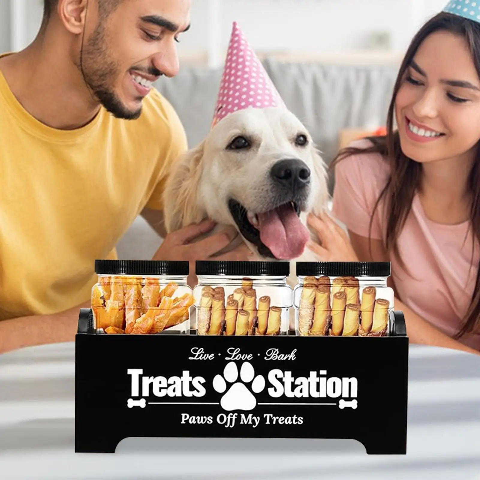 Contenedor de almacenamiento de alimentos para mascotas, juego de bote con tapa hermética de 3 piezas, contenedor de golosinas para mascotas, contenedor de comida para gatos, animales, pájaros, despensa casera