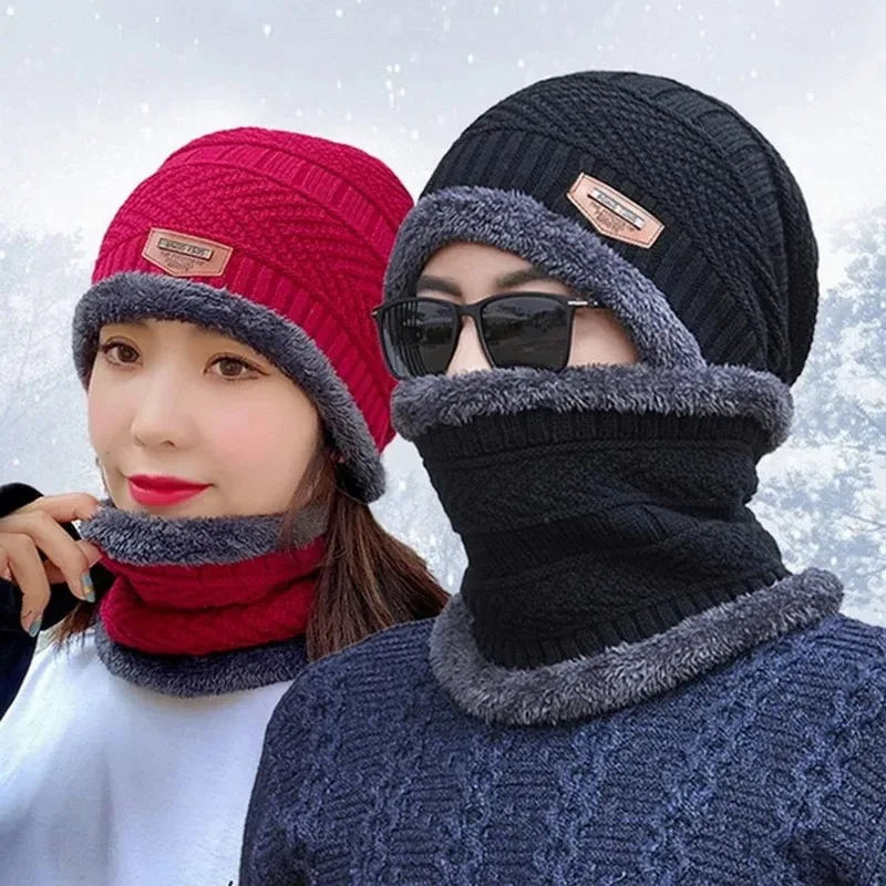 Suitable for Winter Fashion Knitted Hats for Both Men Women Thick Wool Warm Neck Mask Hats Home and Outdoor Articles Accessories