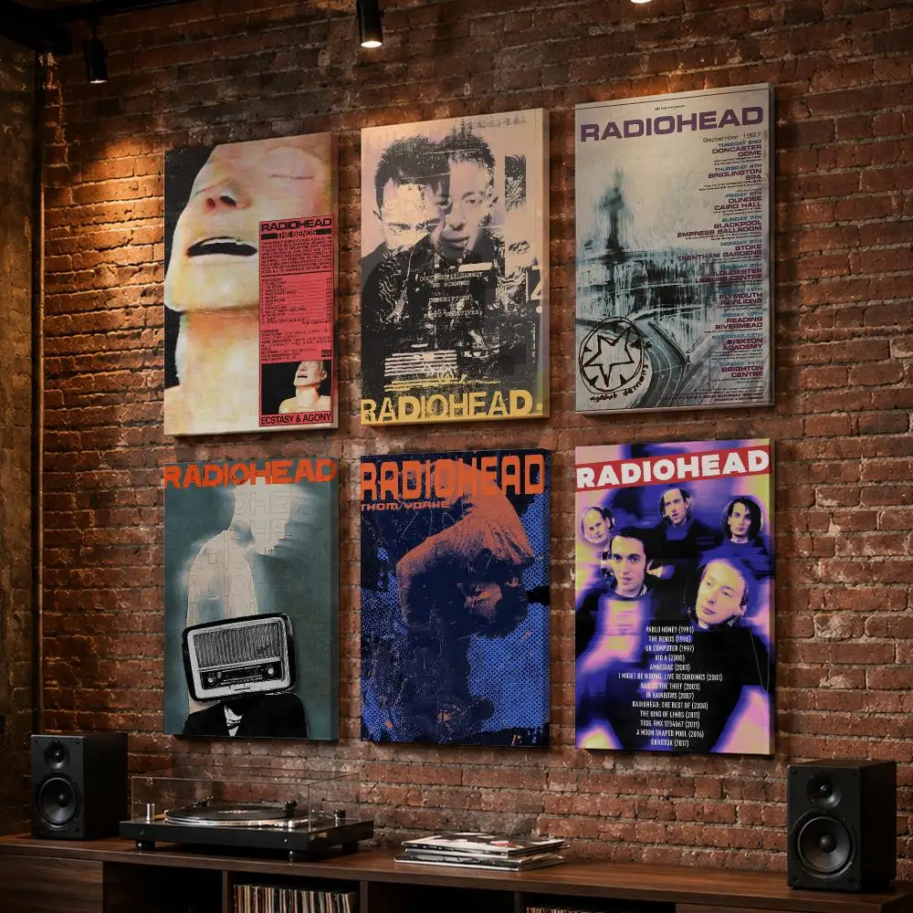 Rock Band R-RadioheadS Music Framed Wall Painting Wood Framed Wall Art Print For Bedroom Living Room Hallway Office Home Decor