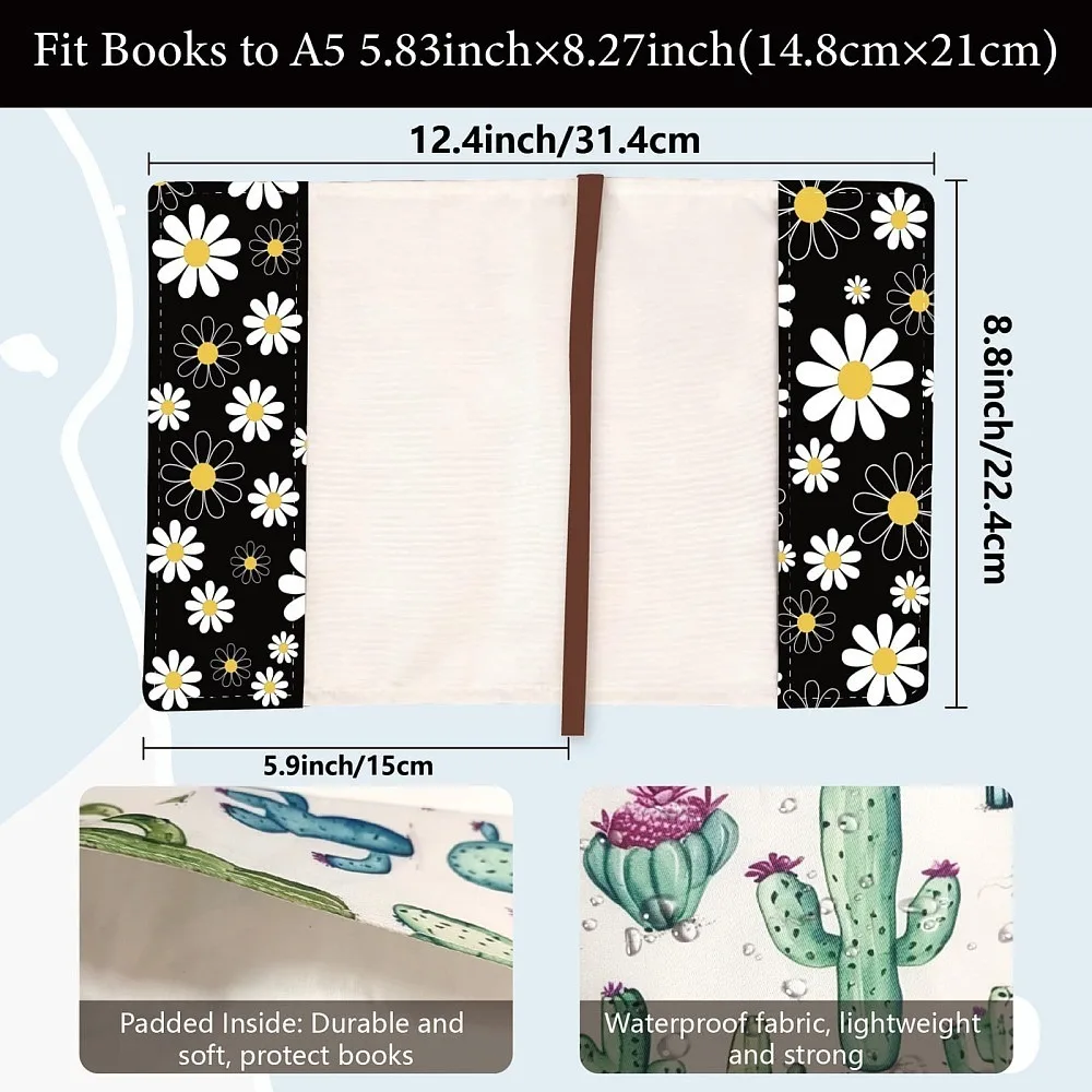 Polyester Book Cover Notebook Wraps Rectangle Flower 224x482mm