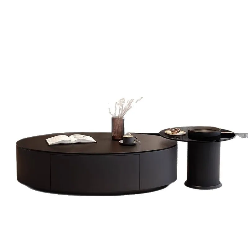 

Light luxury Italian modern simple oval rock slab coffee table small apartment living room home